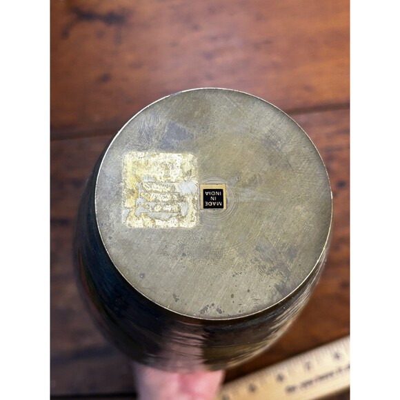 Large Vintage Brass & Enamel Cloisonné Painted Vase Pink Floral 11.5” Tall READ - Picture 8 of 9